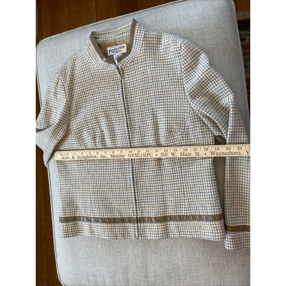 Pendleton Virgin Wool Jacket Petite 10 Beige Houn… - image 11